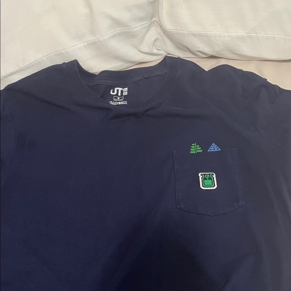 Navy Blue Monster Hunter Capcom Uniqlo Pocket Tee